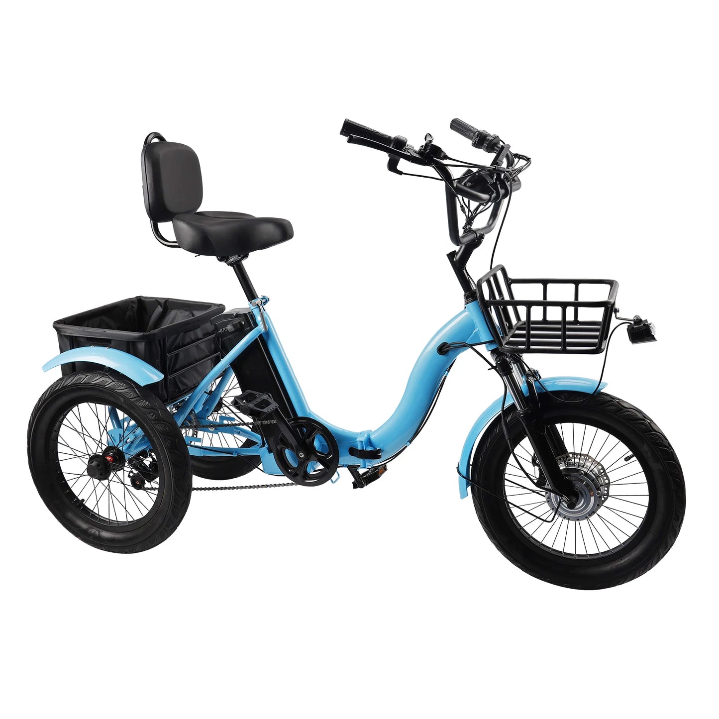 Artudatech 18" 48V 13AH 350W (peak 525W) Foldable Electric Trike for Adults 3 wheel e-trike Variable speed with IPX7 Display