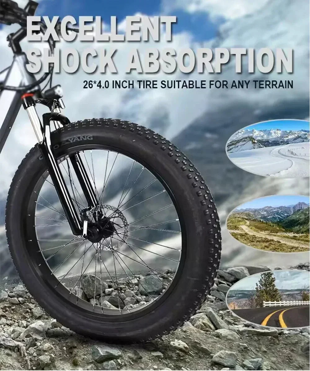 ebike GS9 Off-road Mountain Electric Bike 26-inch Fat Tire Bike 1000W 48V 17AH Hidden Battery Hydraulic Brake E-Bike