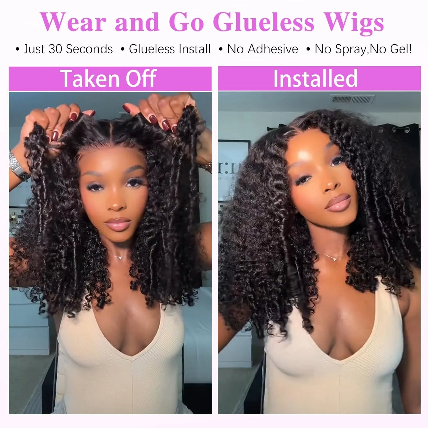 300% Density 13x6 HD Burmese Curly Human Hair Wig Glueless Wear And Go 100% Human Hair Water Wave Wigs with Spiral End for Women