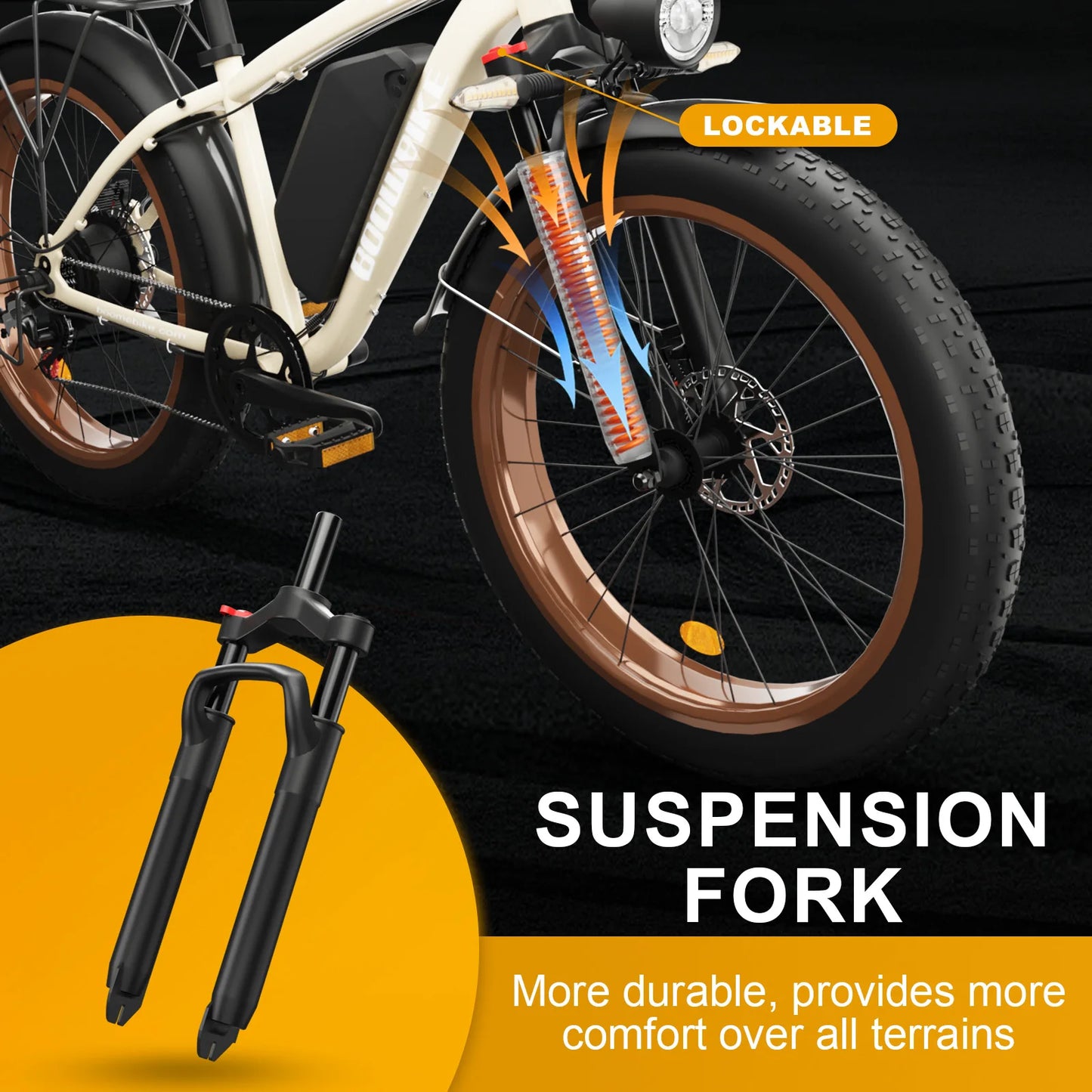 Snow/Beach 1000W Fat Tire E-Bike 48V 16AH Long Range - 26" Full Suspension Hydraulic Brake Off-Road Mountain Bike | US Warehouse