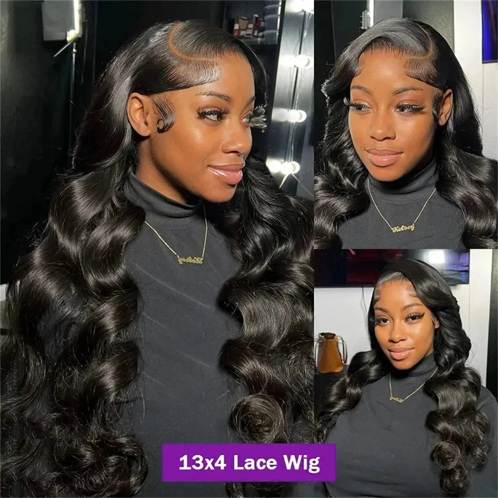 Brazilian HD Transparent 13x4 13x6 360 Body Wave Lace Front Wig Pre Plucked 100% Human Hair Wigs For Women 4x4 Lace Closure Wig