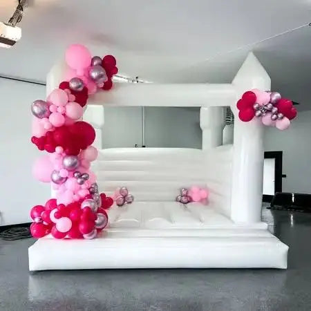 US Stock Inflatable White Bounce House PVC Inflatable Bouncy Castle/Moon Bounce House/Customization Party Wedding Bouncer Jumper