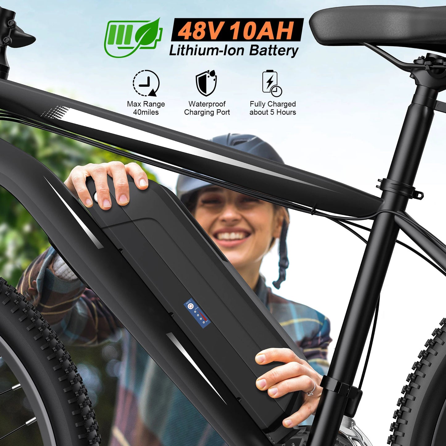 27.5" Electric Bike for Adults, with 500W Peak Motor,499.2WH Removable Battery, Suspension Fork, 21 Speed Gears