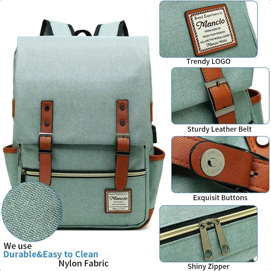 Laptop Backpack with USB Charging Port Slim Tear Resistant Busin Backpack for Travelling College Casual Daypacks for Men Women
