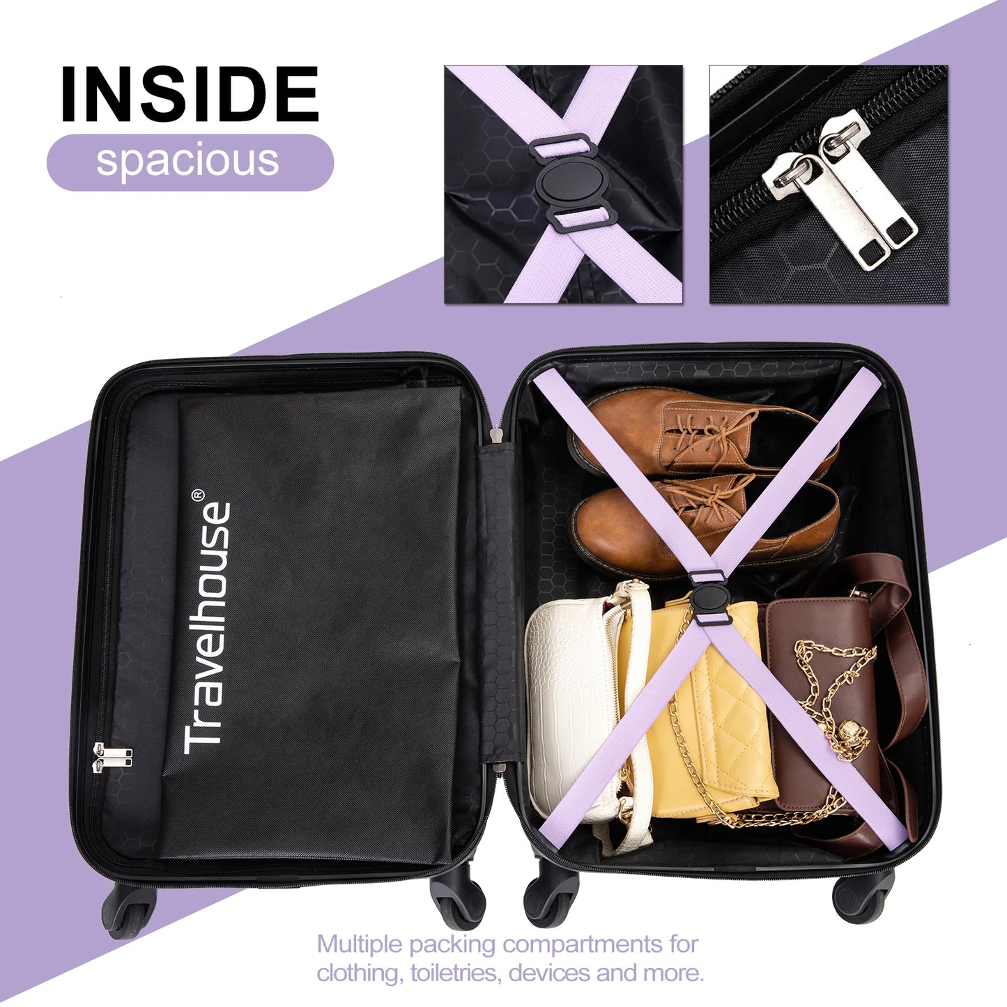Travelhouse 20" Carry on Luggage Lightweight  Hardside Suitcase with Spinner Wheels