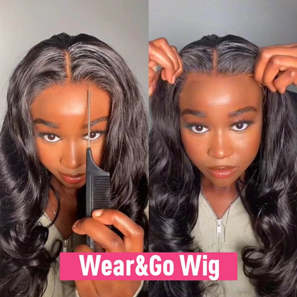6x4 Pre Cut Glueless Wig Human Hair Ready To Wear And Go Preplucked Body Wave 13x6 HD Lace Frontal Human Hair Wigs For Women 200