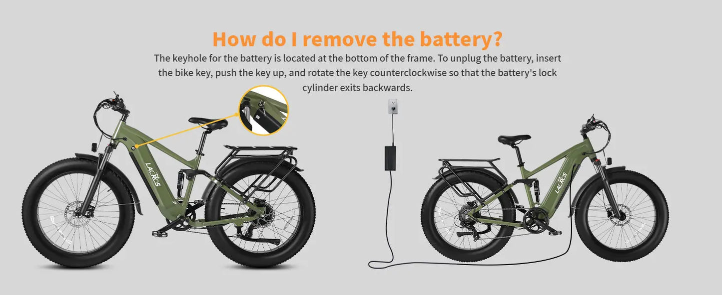 Lacros Thunder adult E-bike，750W city ebike，48V20AH Electric Bicycle，26 Fat Tire E-Mountain bike