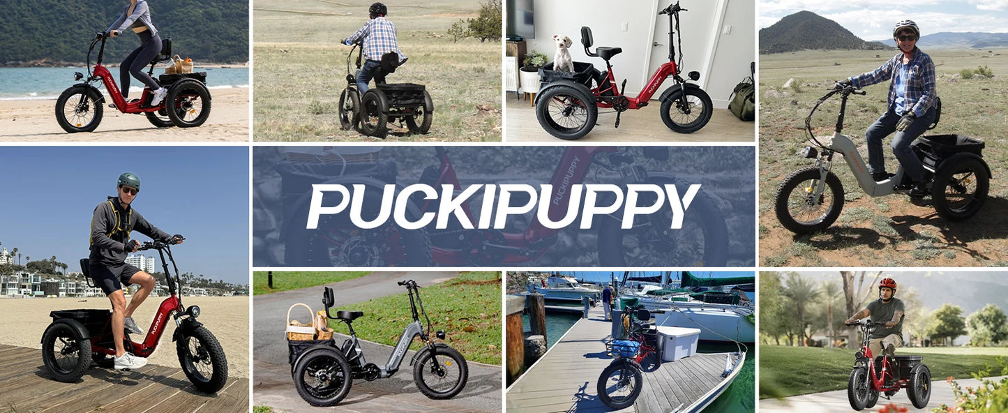 PUCKIPUPPY Electric Tricycle for Adult with 960W Peak Motor 60 Miles Range Pickup Class Trike 500 Lbs Load Electric Trike