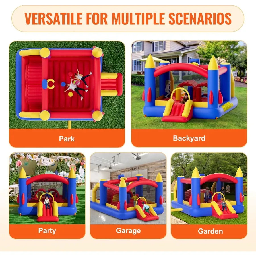Outdoor Toys for Kids 5-12, Bounce House for Kids, Inflatable Nightclub Halloween Bounce House with Slide, Blower,160x94x96 inch