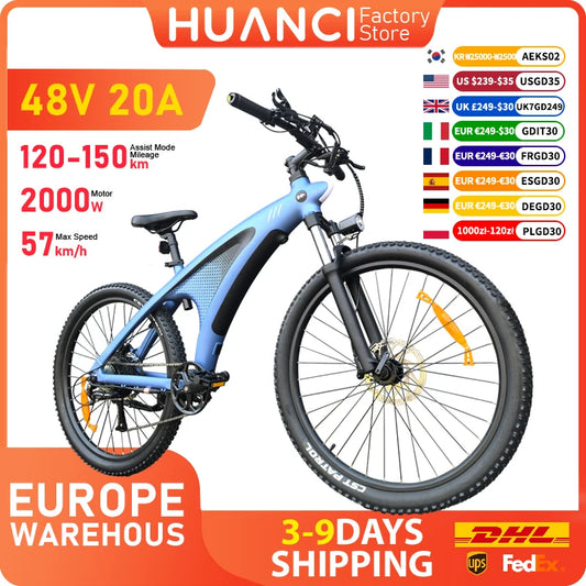 HUANCI Q5 E bike 2000W motor Off-Road Electric bike 48V 20AH electric bicycle 57km/h electric bikes for adult 27.5 Inch ebikes