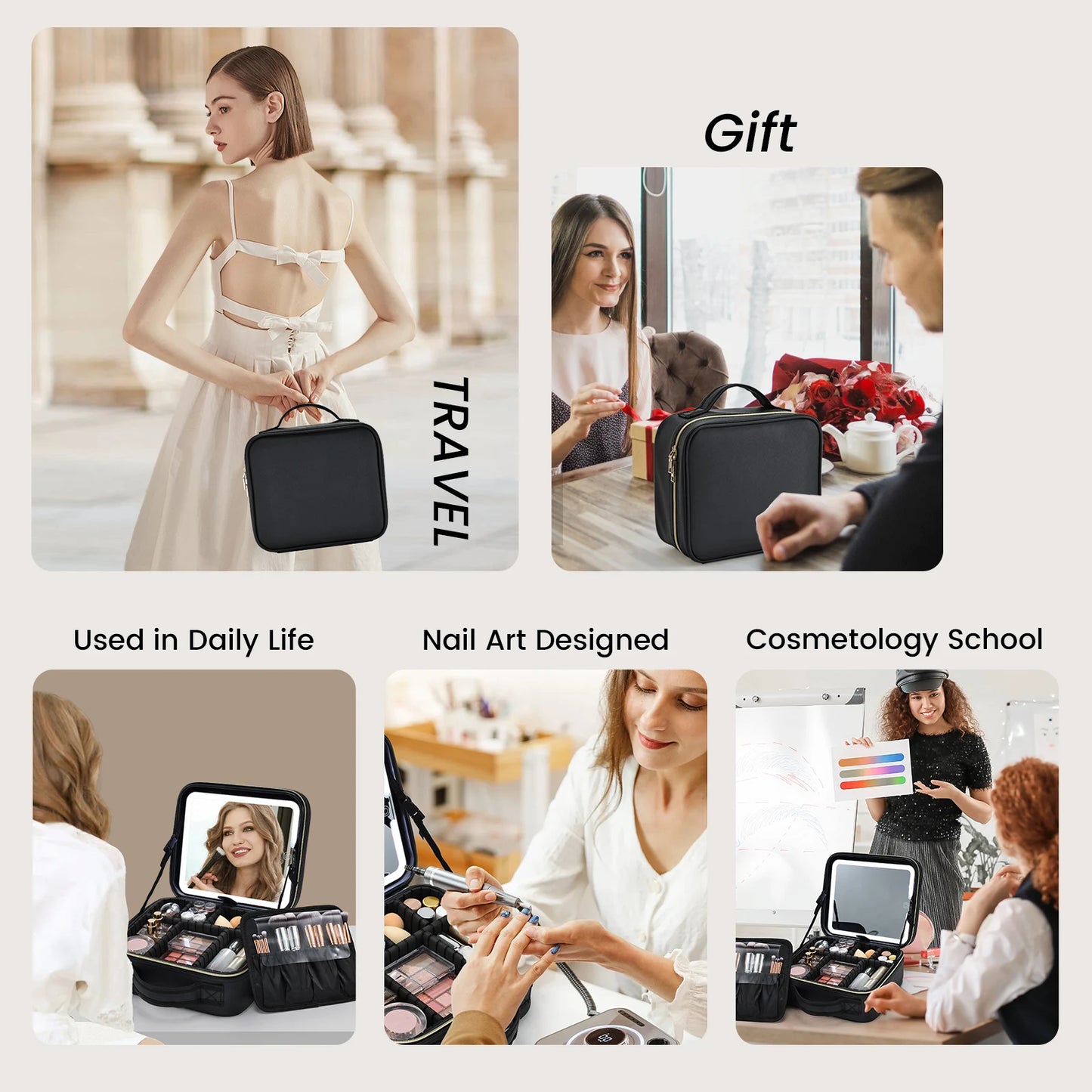 Makeup Bag With Led Mirror 3 Modes Lights Makeup Bag With Vanity Mirror With Lights Travel Makeup Case With Lighted Mirror