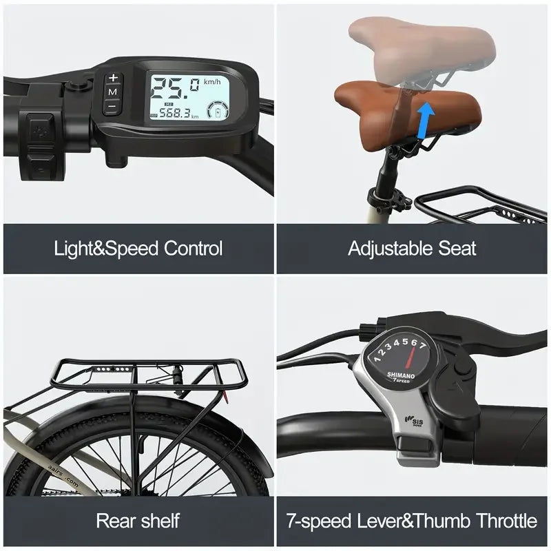 24" Adult 650W Peak Motor Electric Mountain E Bike Electric Bicycle 23.9Mph 33Miles 36V 13AH Electric EBike for Adults