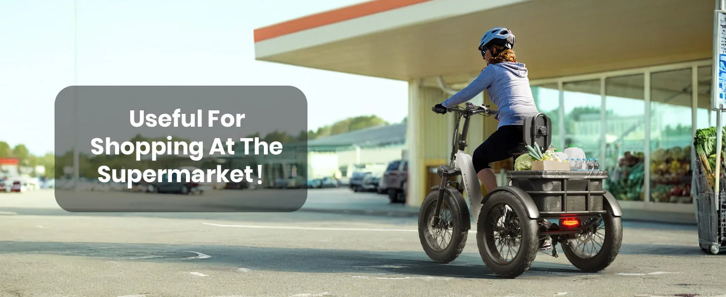 PUCKIPUPPY Electric Tricycle for Adult with 960W Peak Motor 60 Miles Range Pickup Class Trike 500 Lbs Load Electric Trike