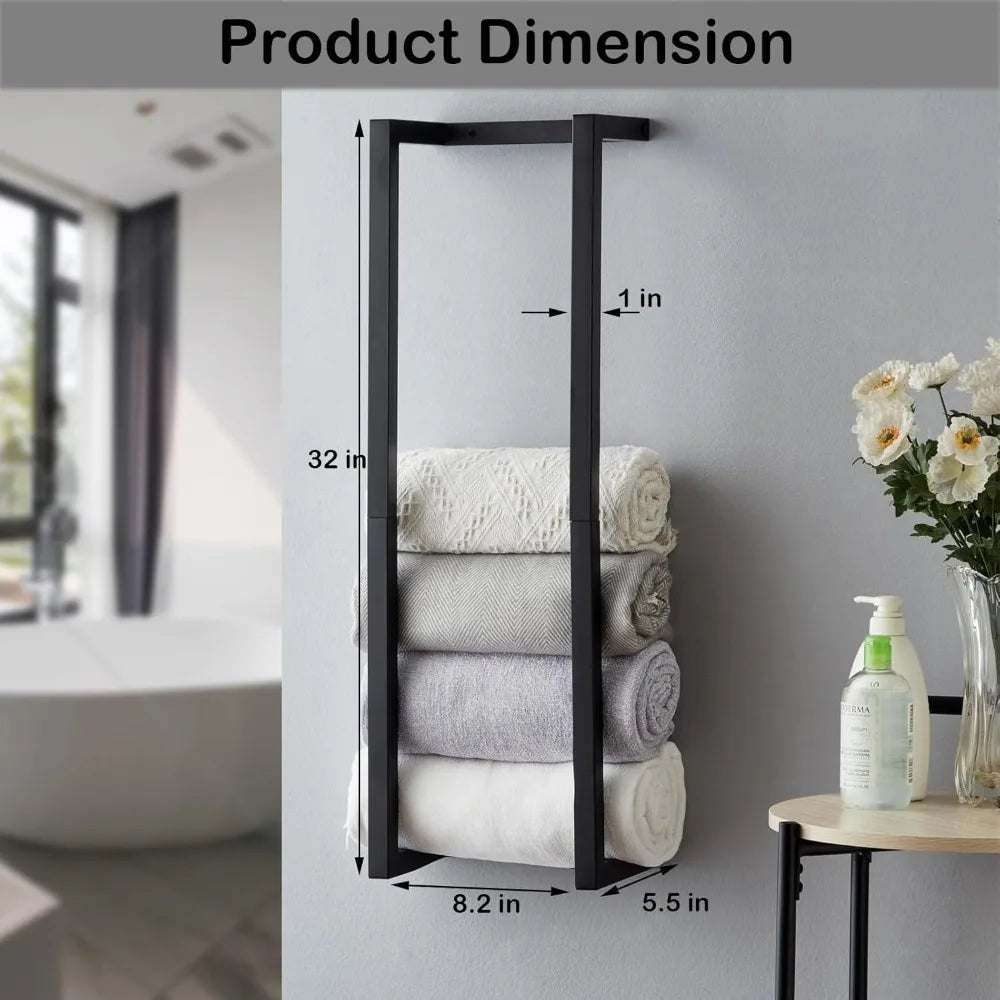 Rolled Towels, Towel Rack for Bathroom,Wall Mounted Metal Bathroom Organizer, Bath Towel Holder Wall for Modern Small Space