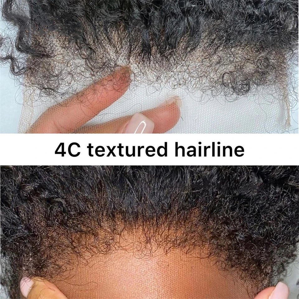 Yaki Kinky Straight 4C Edges 13x6 HD Lace Frontal Wig Human Hair 200 250 Density Lace Front Human Hair Wigs For Women Preplucked
