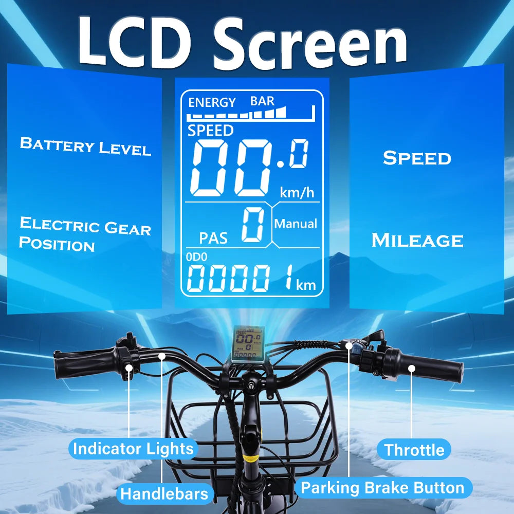 Powerful  Peak 750W 48V15AH Versatile Electric Tricycle for Adults, Stable 3 Wheel E-Bike for Daily Commute, Riding and Shopping