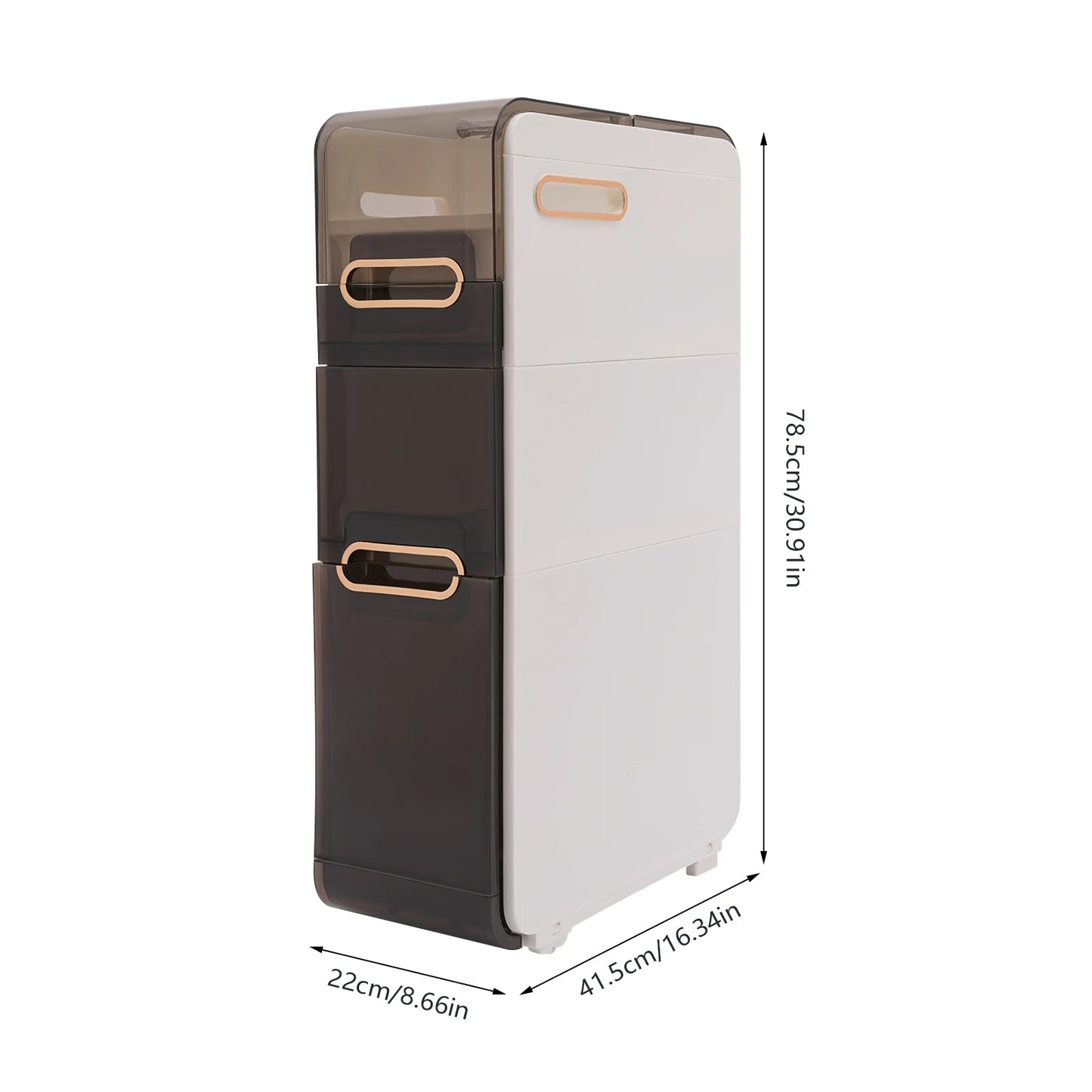 Modern Bathroom Cabinet, PP Toilet Sideboard, Narrow Bathroom Storage Cabinet with 2/3/4 Drawer Storage Floor Shelf