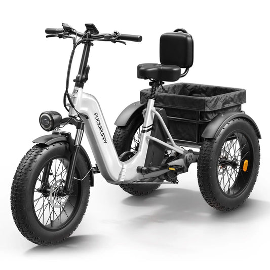 PUCKIPUPPY Electric Tricycle for Adult with 960W Peak Motor 60 Miles Range Pickup Class Trike 500 Lbs Load Electric Trike