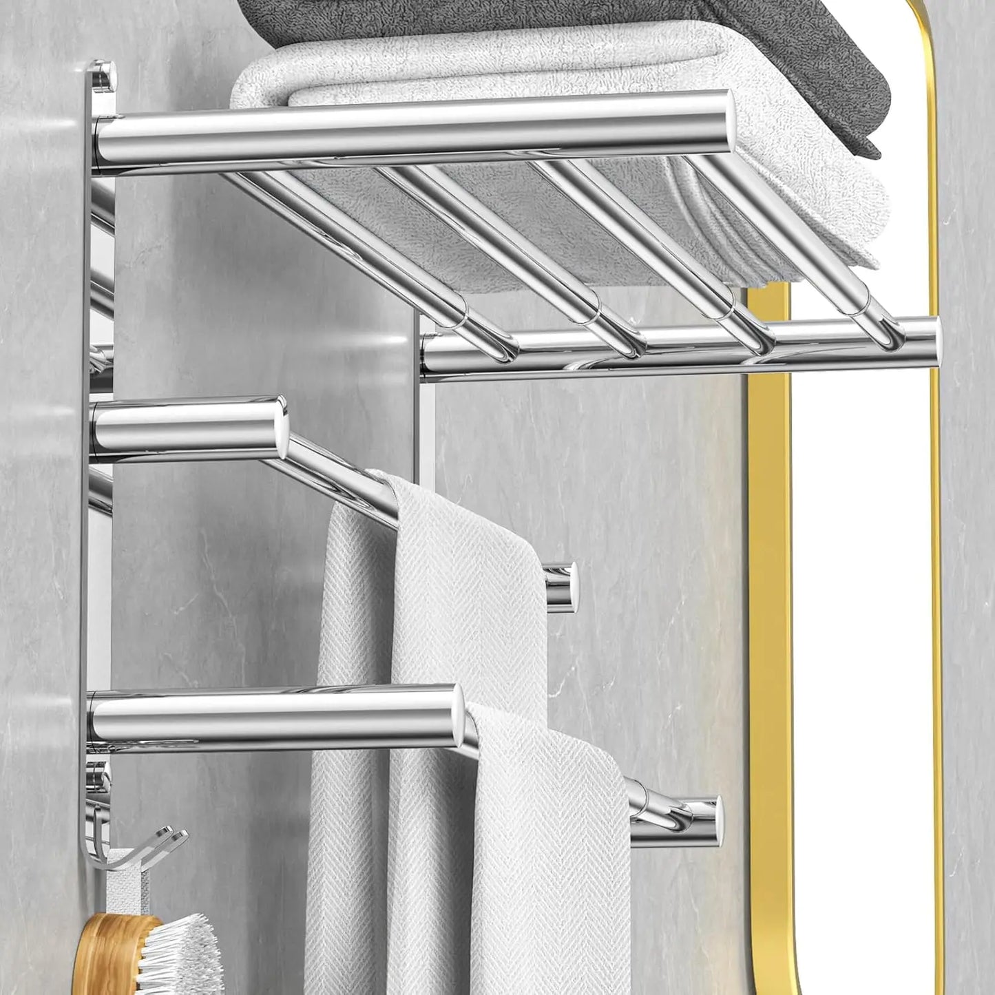 Towel Bar for Bathroom Wall Mount17-30.7inch Adhesive Shower Towel Rack Stainless Steel
