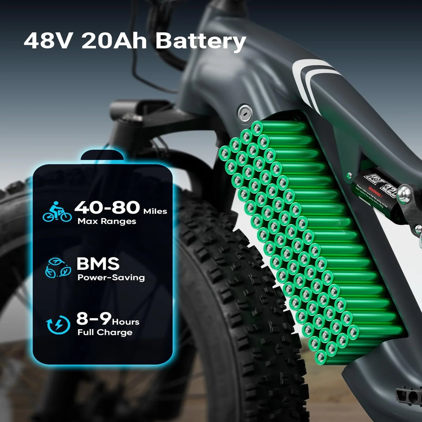 PUCKIPUPPY Electric Bike for Adults 26" Fat Tire 8 Speed 28 MPH Full Suspension Electric Mountain Bike 1350W Peak 48V 20AH Ebike