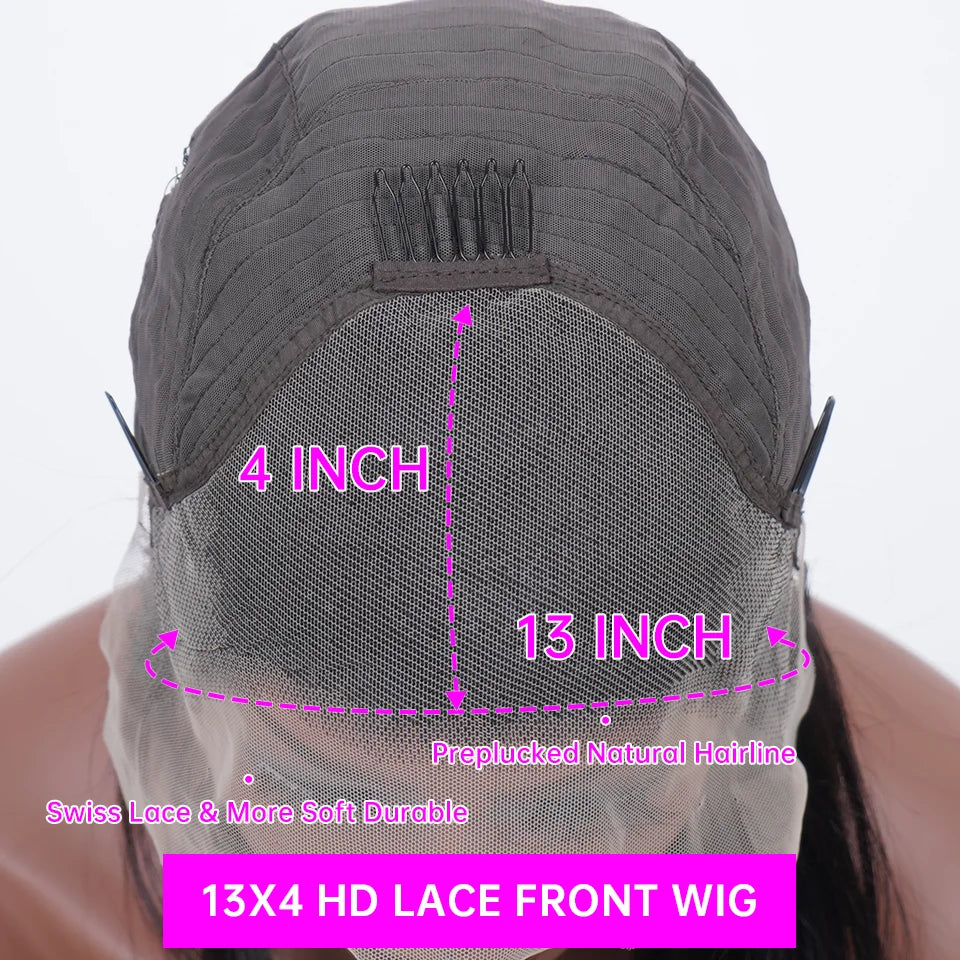 200 Density P4/27 Highlight Frontal Lace Preplucked Colored Straight Frontal Wig 40 Inch HD Transparent Lace Human Hair Wigs