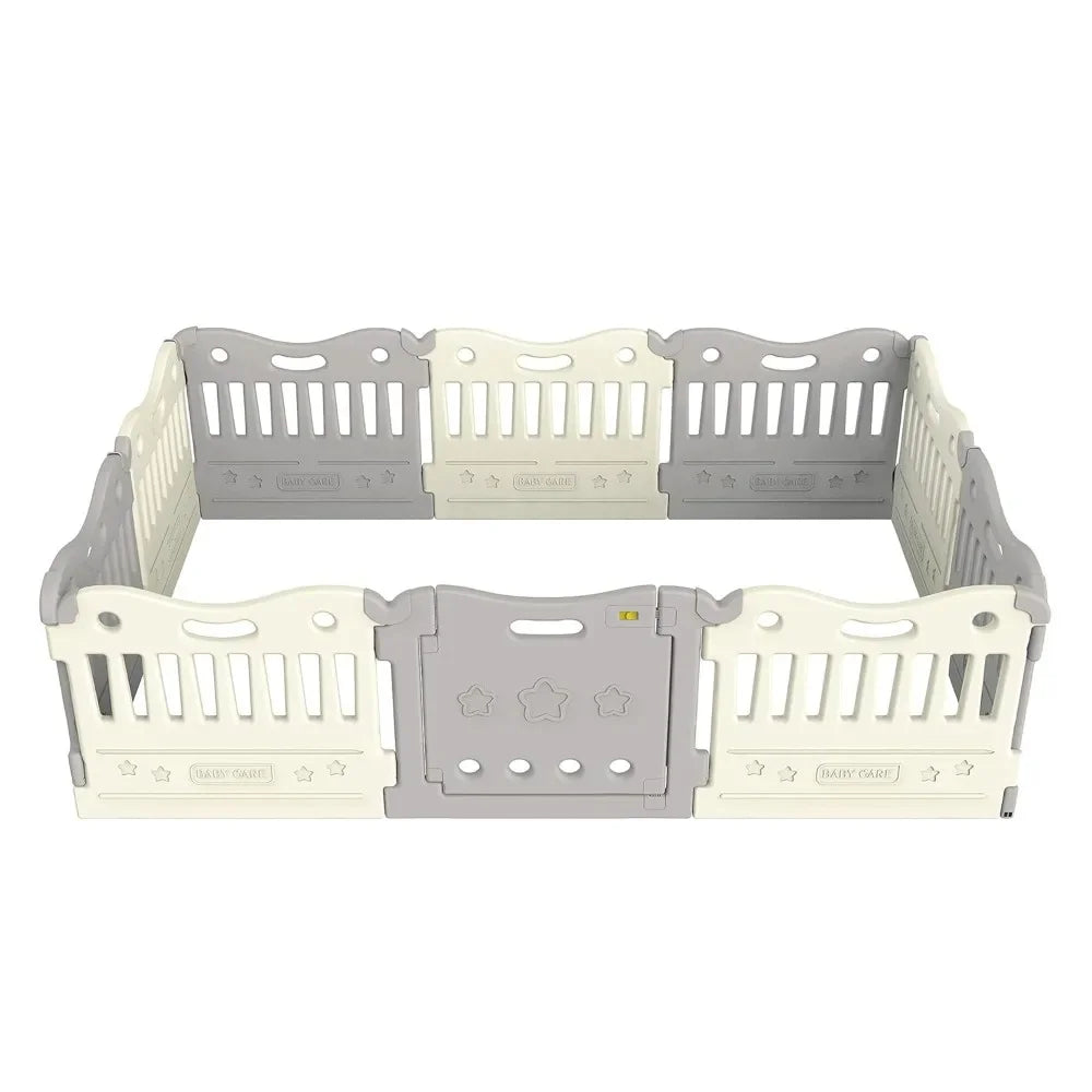Sell like hot cakes Play Pen - Extra Large Baby Play Yard - Play Pen for Baby - Safe with Double Locking (Grey, Full Set)