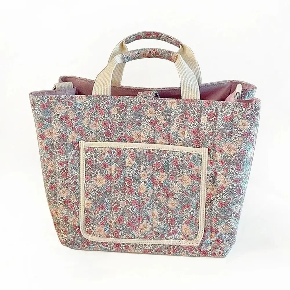 Portable Floral Printing Mummy Baby Bag Multifunctional Large Capacity Storage Bag Cotton Lightweight Crossbody Bag Baby Care