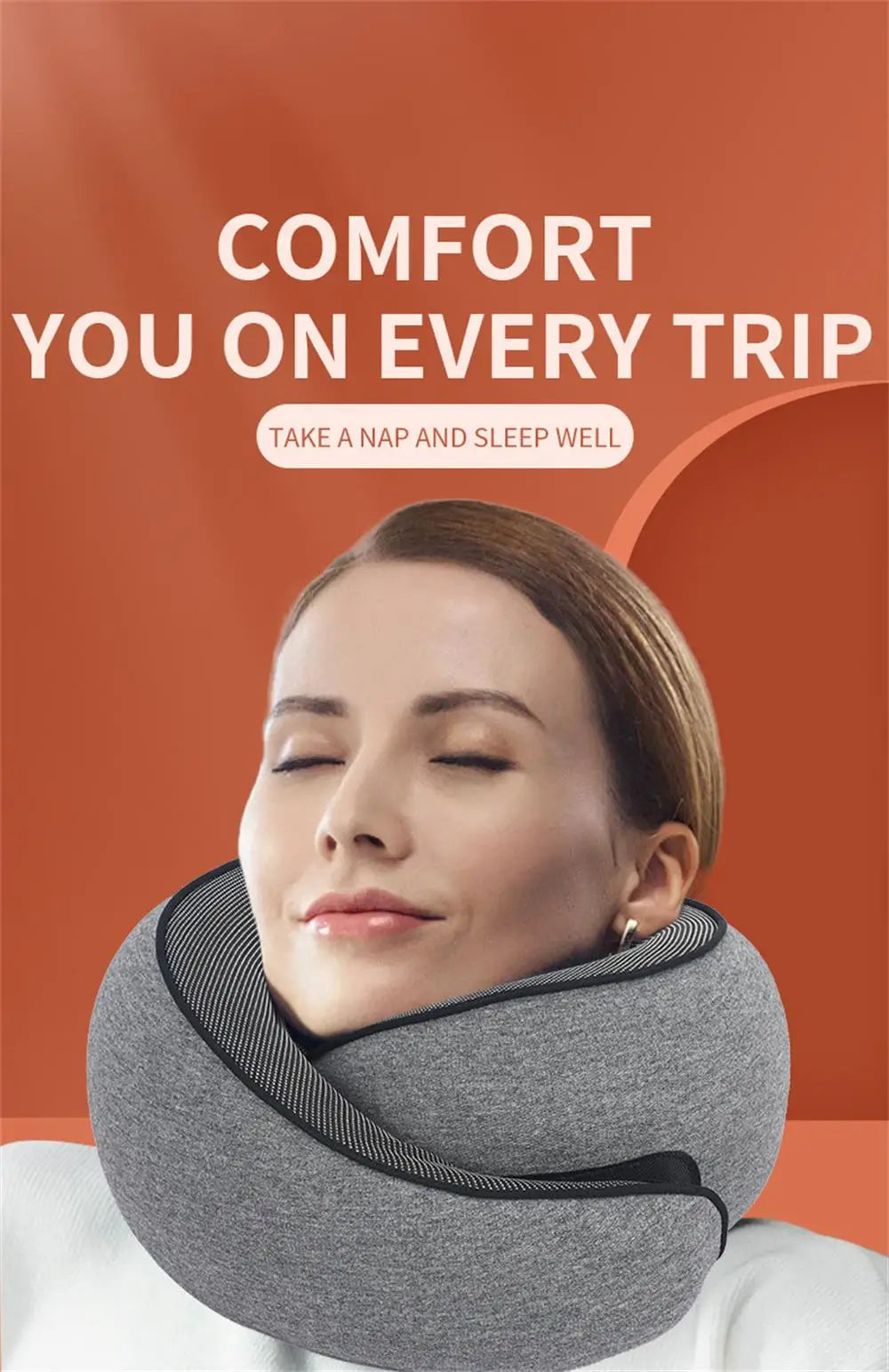 Travel Neck Pillow Memory Foam U-shaped Pillow Snail Style Travel Neck Support Portable Adjustable Soft Noon Break Sleep Pillows