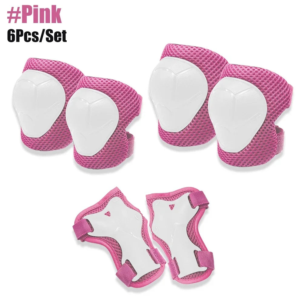 6PCS Kids Protective Gear Set - Knee & Elbow Pads + Wrist Guards for Toddlers 3-7 Years, Skating & Playground Safety
