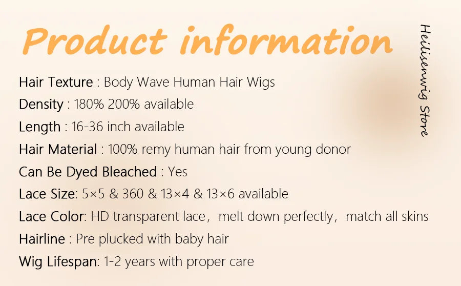 Natural Brazilian Human Hair Wig 40 Inch 200% Density Body Wave 360 5*5 13*4 13*6 HD Transparent Lace Frontal Wig for Women