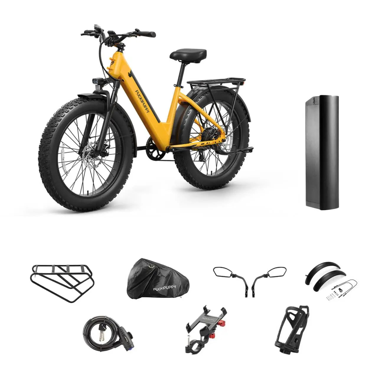 PUCKIPUPPY Samoyed Electric Bike for Adults 960W Peak 48V 15AH Electric Bicycle 26" Fat Tire Commuter E-Bike 2-Year Warranty