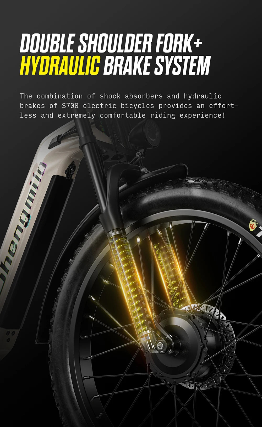 Shengmilo S700 Electric Bike for Adults 2000W Dual Motor, 48V17.5AH Removable Battery Electric Bicycle ,26Inch Fat tire e bike
