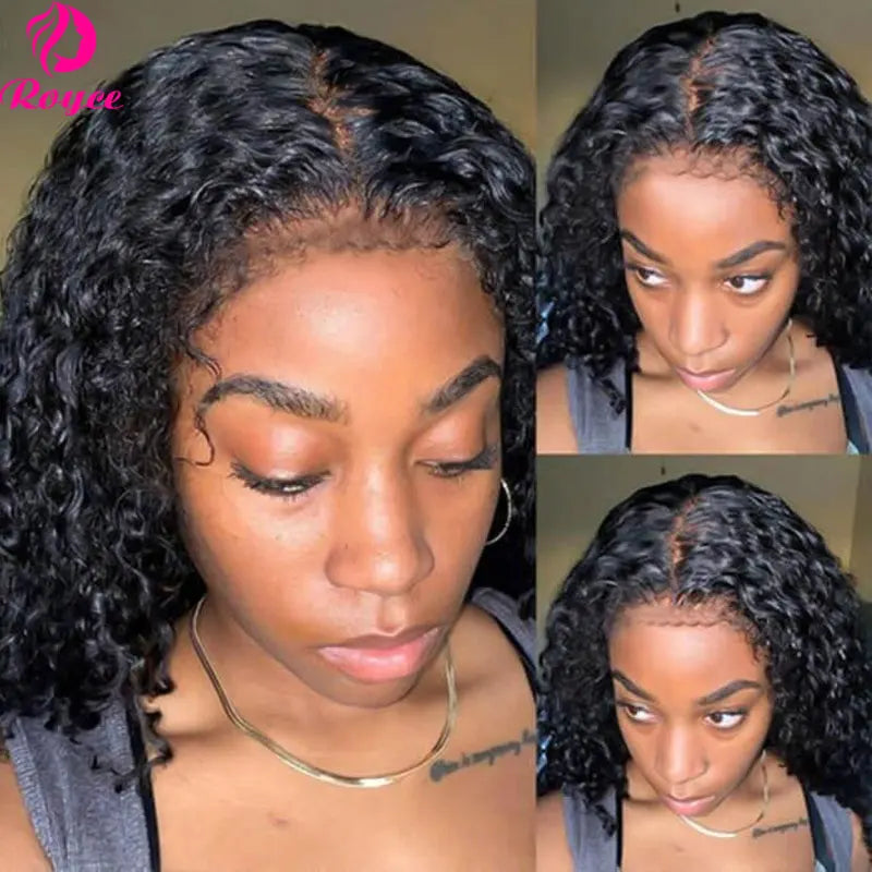 Kinky Curly Edged Short Bob Human Hair Wigs 13x4 Transparent Lace Front Wigs For Women Human Hair Remy 4x4 Closure Soft Bob Wig