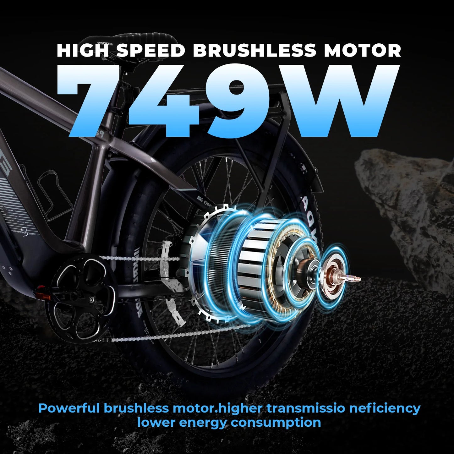 Adult electric bicycle 750W52Vdetachable battery electric bicycle 26inch thick tire front shock absorber mountain electric bicyc
