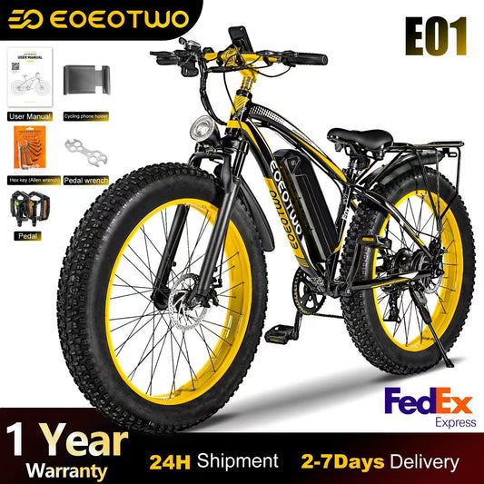 EOEOTWO E01 Electric Bike Adults,1500W Ebike,34MPH 60Miles Electric Mountain Bike,26" Fat Tire Electric Bicycle+1 Year Warranty