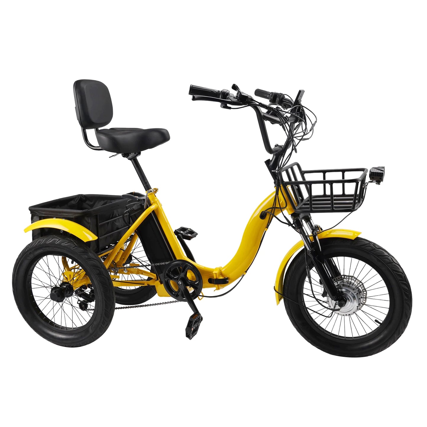 Artudatech 18" 48V 13AH 350W (peak 525W) Foldable Electric Trike for Adults 3 wheel e-trike Variable speed with IPX7 Display