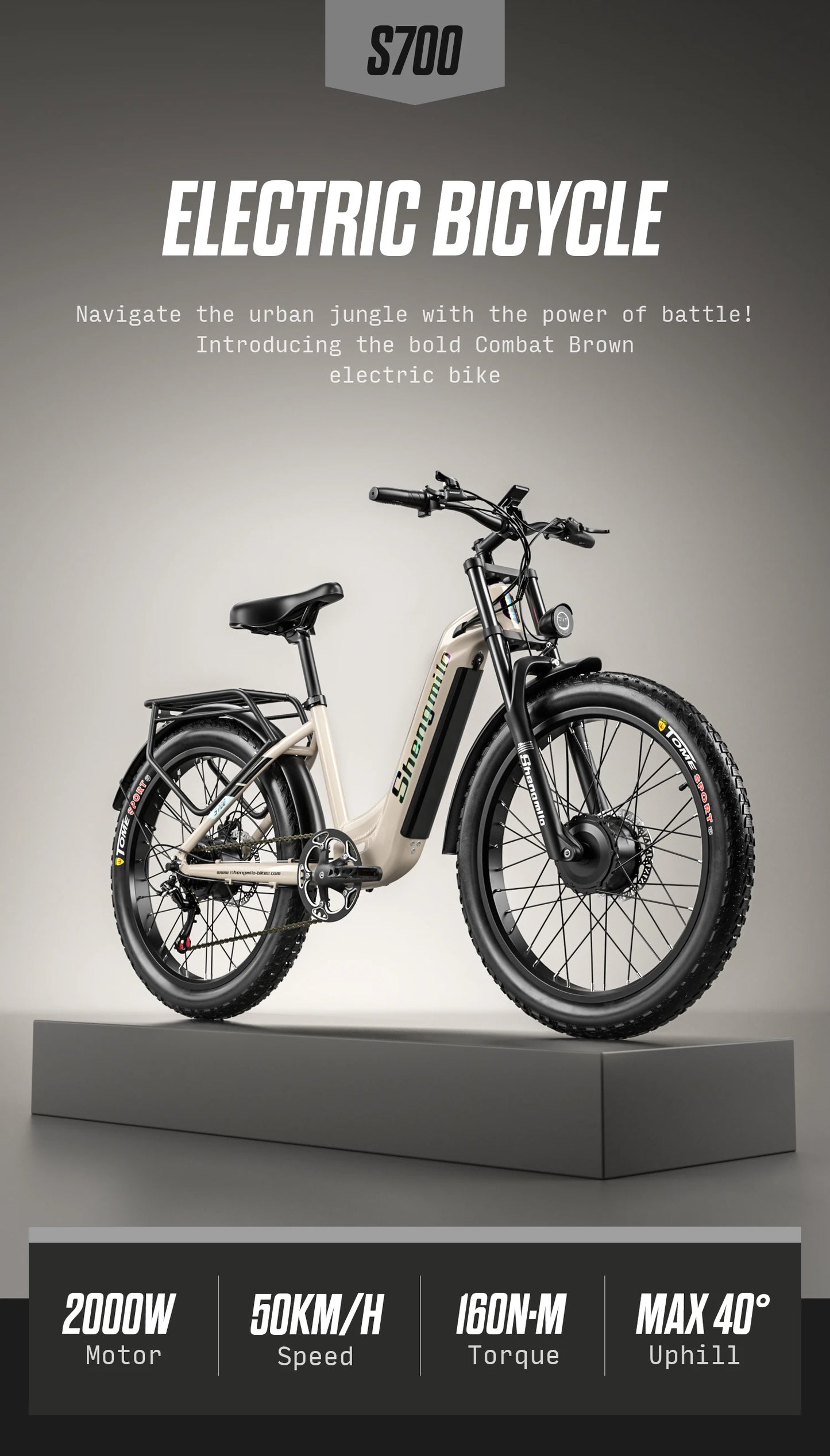 Shengmilo S700 Adult Journey Ebike 2000W 48V 17.5Ah Hydraulic Disc Brakes Electric Bicycle 26*3.0" Tire Mountain Electric Bike