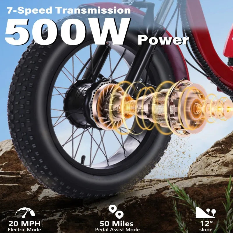 48V500WElectric Tricycle for Adults Brushless Motor Folding Trike Ebike Folding E-Tricycle with Large Basket and Lithium Battery