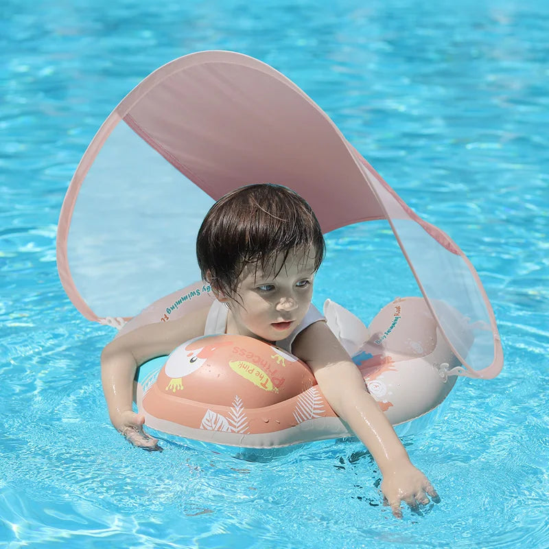 Baby Swimming Float With Canopy Inflatable Infant Ring Kids Pool Accessories Circle Bathing Summer Toys