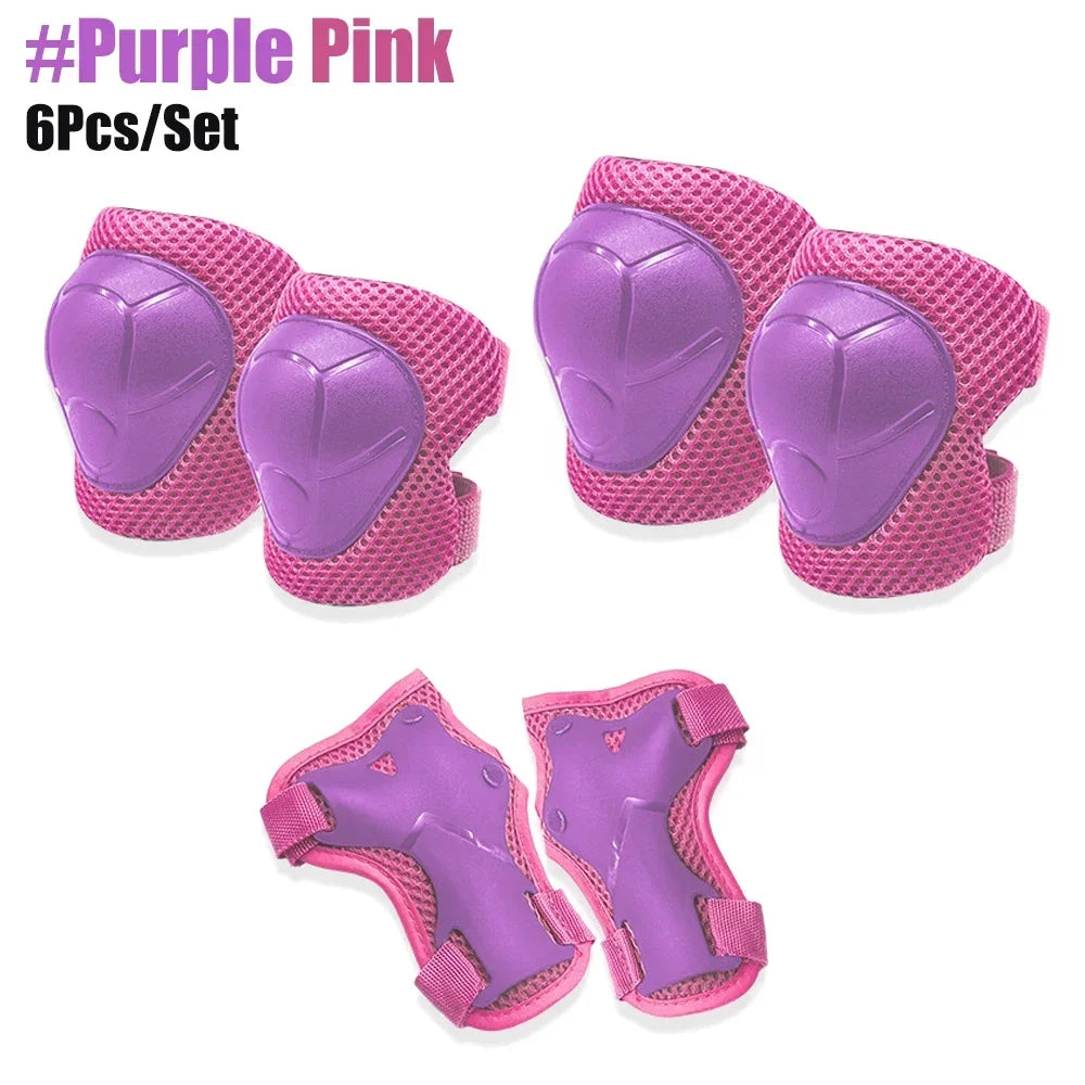 6PCS Kids Protective Gear Set - Knee & Elbow Pads + Wrist Guards for Toddlers 3-7 Years, Skating & Playground Safety