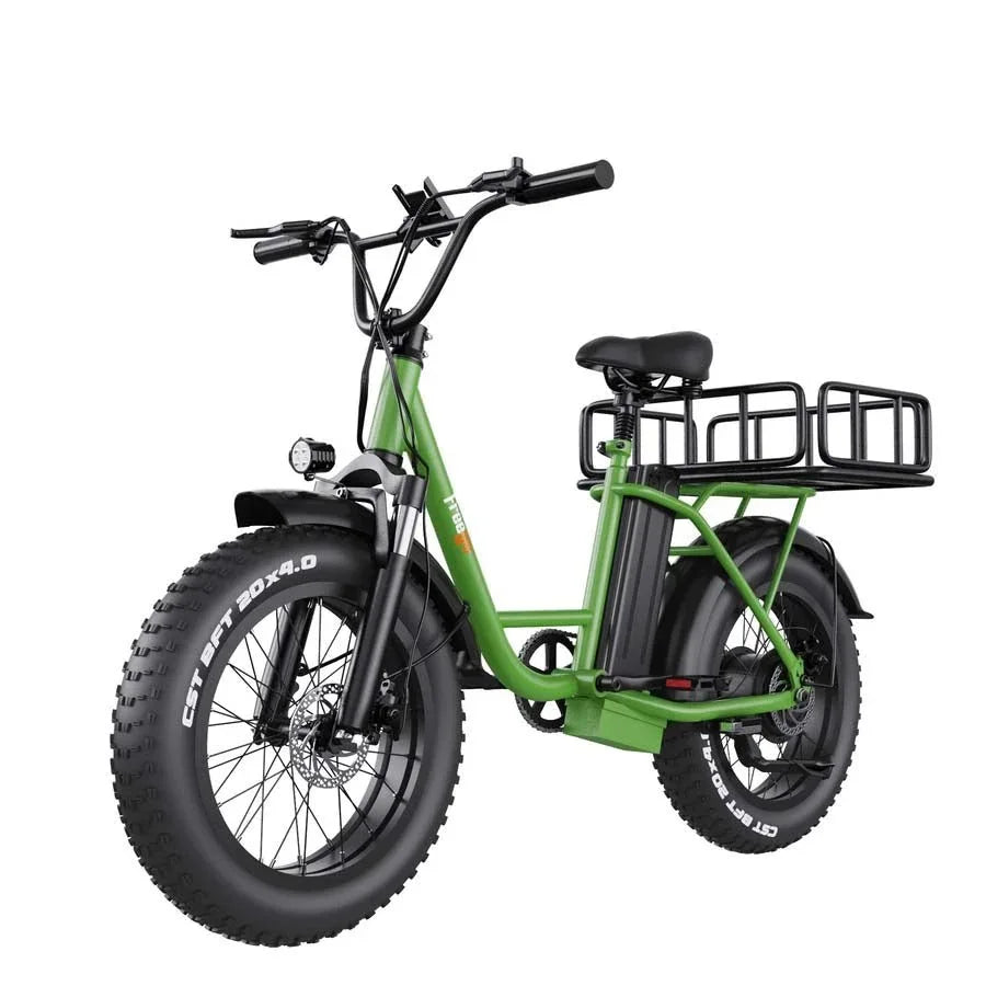 Freego Electric Dirt Bike for Adults 20" x 4 Fat Tire Electric Bicycle 48V 25AH Battery with Front and Rear Cargo Rack 2 Seater