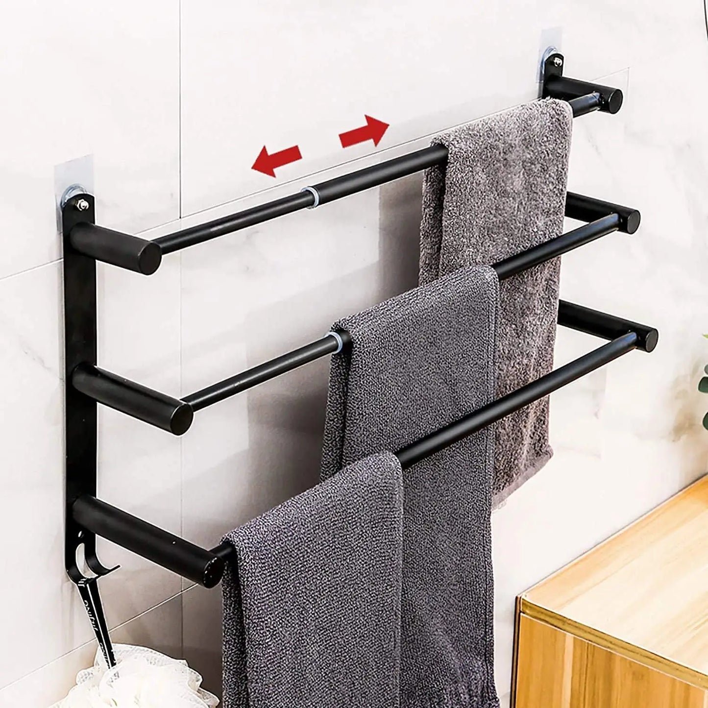 Towel Bar for Bathroom Wall Mount17-30.7inch Adhesive Shower Towel Rack Stainless Steel