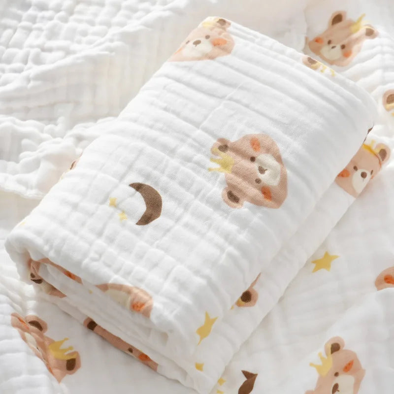 Baby bath towel, cotton four layer gauze, high-density baby product, newborn children's blanket towel, wrapped in newborn duvet