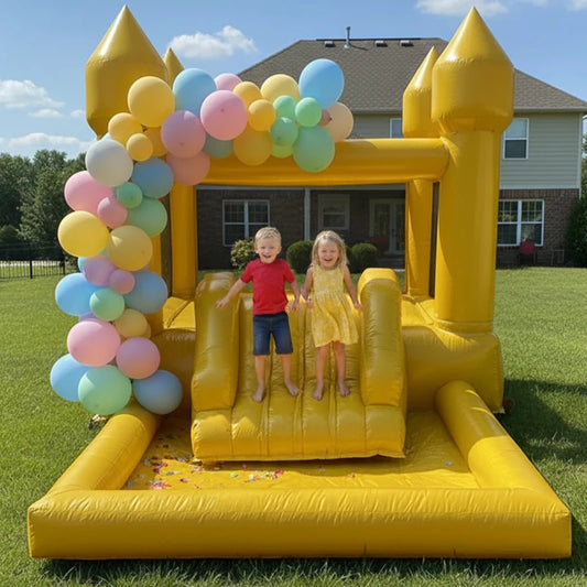 New Design Commercial Inflatable White Bounce House With Slide Bouncy Castle/Gold Jumping House/Customization Bounce For Wedding