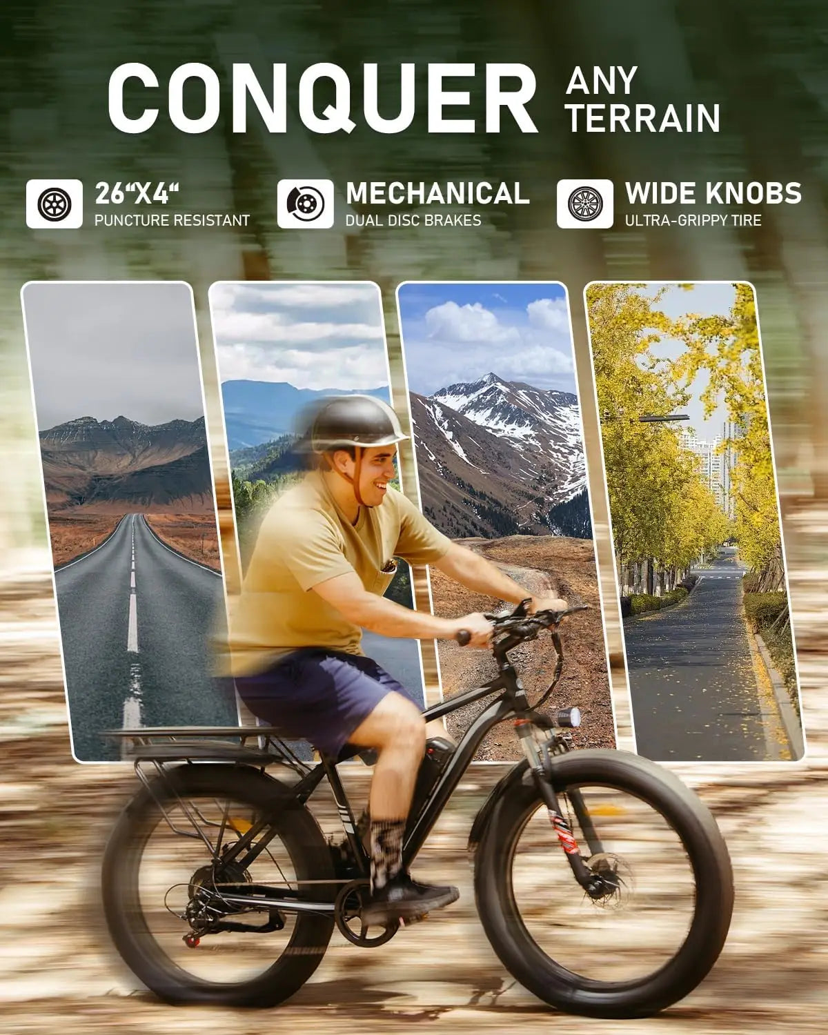 EBike 1000W Peak Power 48V15AH Battery Electric Bikes Double Shock Absorber 26-inch All-terrain Fat Tire Aldult Electric Bicycle