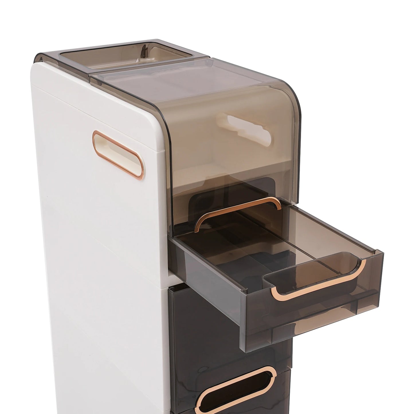 Modern Bathroom Cabinet, PP Toilet Sideboard, Narrow Bathroom Storage Cabinet with 2/3/4 Drawer Storage Floor Shelf