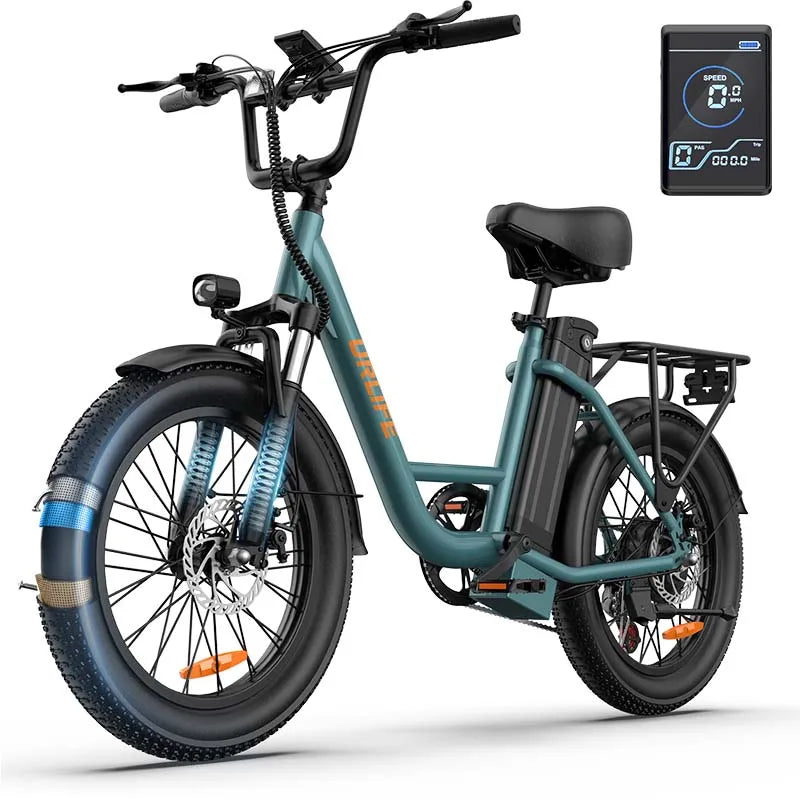 URLIFE E20 adult E-bike 250W 48V 13Ah battery commute Electric Bike,20-inch Fat Tire city ebike