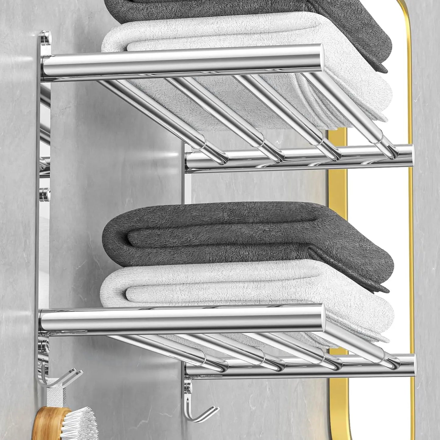 Towel Bar for Bathroom Wall Mount17-30.7inch Adhesive Shower Towel Rack Stainless Steel