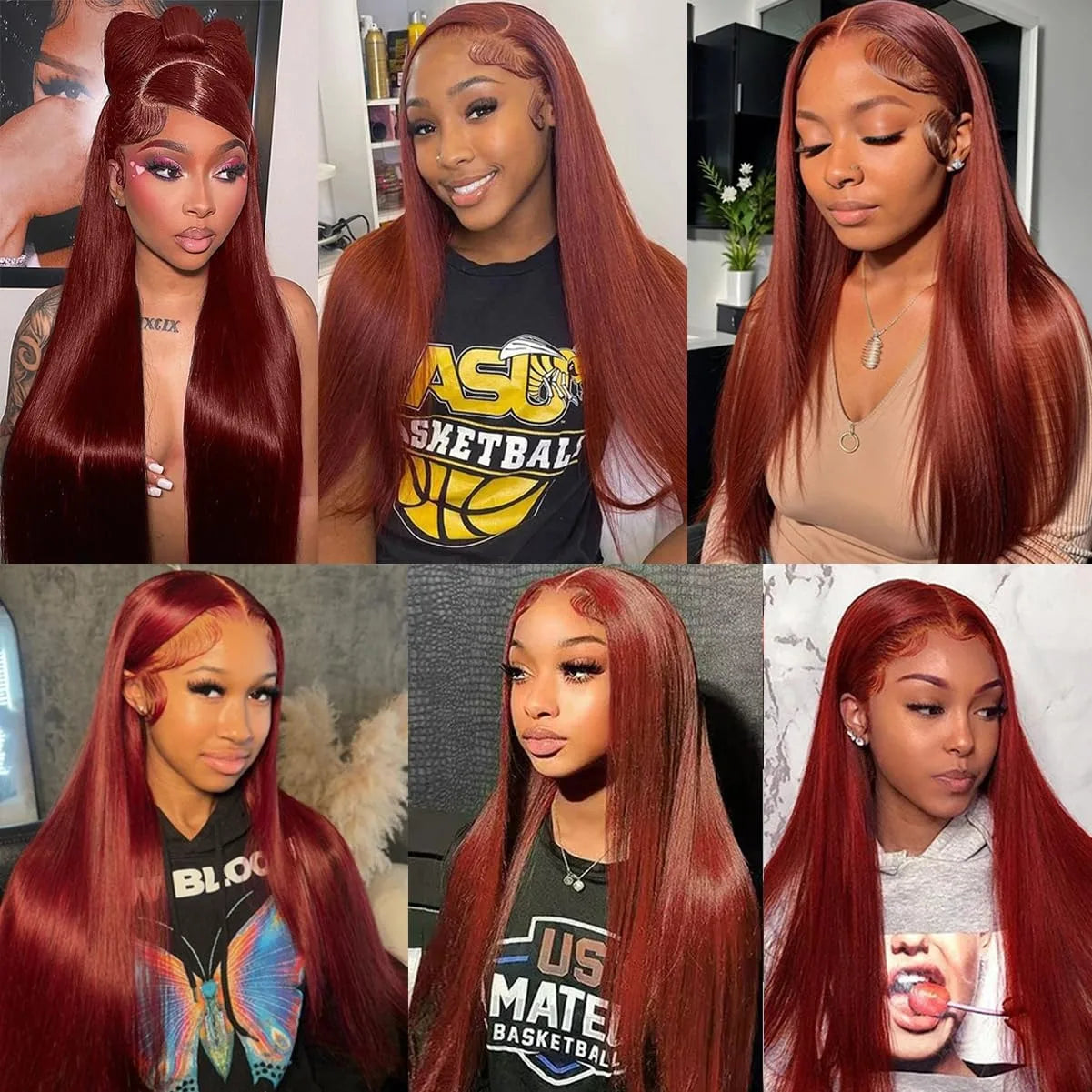 Reddish Brown 4x4 Lace Closure Wigs Human Hair 180% Density Straight Copper Red Lace Front Wig Auburn Brown Brazilian Hair