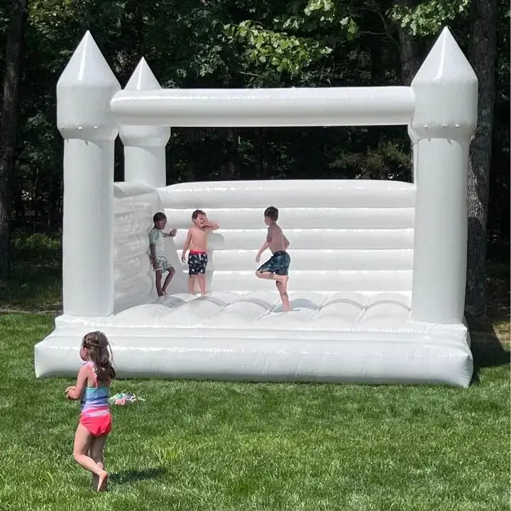 US Stock Inflatable White Bounce House PVC Inflatable Bouncy Castle/Moon Bounce House/Customization Party Wedding Bouncer Jumper